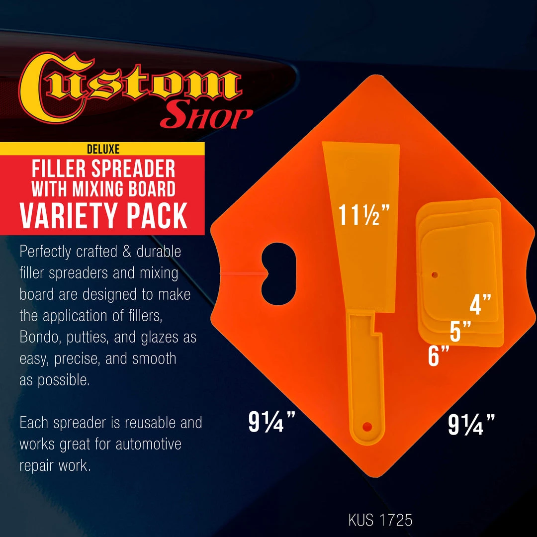 Custom Shop Body Filler Mixing Board With Plastic Spreaders 4 Custom Shop Body Filler Mixing Board With Plastic Spreaders