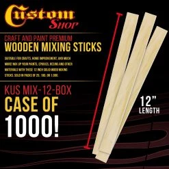 Custom Shop Sticks & Strainers Craft And Paint Sticks - 12" Inch Premium Grade Wood Stirrers / Paddles - Use For Wood Crafts - Paddle To Mix Epoxy Resin Paint - Case Of 1000 Sticks