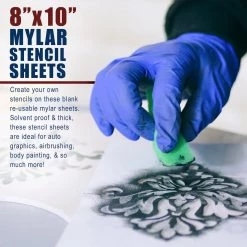 Stencils Custom Shop 8" X 10" Airbrush Stencil Blanks (Pack Of 3 Sheets) - Make, Cut Your Own Stencil Designs - Thick Reusable Mylar
