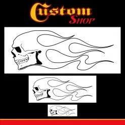 Custom Shop Airbrush Skull Fire Flame Stencil Set (Skull Design #1 In 3 Scale Sizes) - Laser Cut Reusable Templates