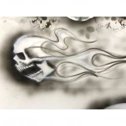 Custom Shop Airbrush Skull Fire Flame Stencil Set (Skull Design #2 In 3 Scale Sizes) - Laser Cut Reusable Templates