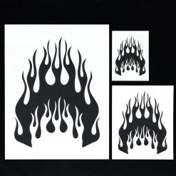 Stencils Custom Shop Airbrush Flame Licks Stencil Set (Flame Licks Design #1 In 3 Scale Sizes) - Laser Cut Reusable Templates