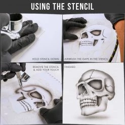 Stencils Custom Shop Airbrush Stencil Skull Design Set #1 (3 Different Scale Sizes) - 3 Laser Cut Reusable Templates