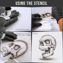 Stencils Custom Shop Airbrush Stencil Skull Design Set #4 (3 Different Scale Sizes) - 3 Laser Cut Reusable Templates