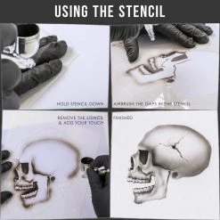 Custom Shop Airbrush Stencil Skull Design Set #6 (3 Different Scale Sizes) - 3 Laser Cut Reusable Templates