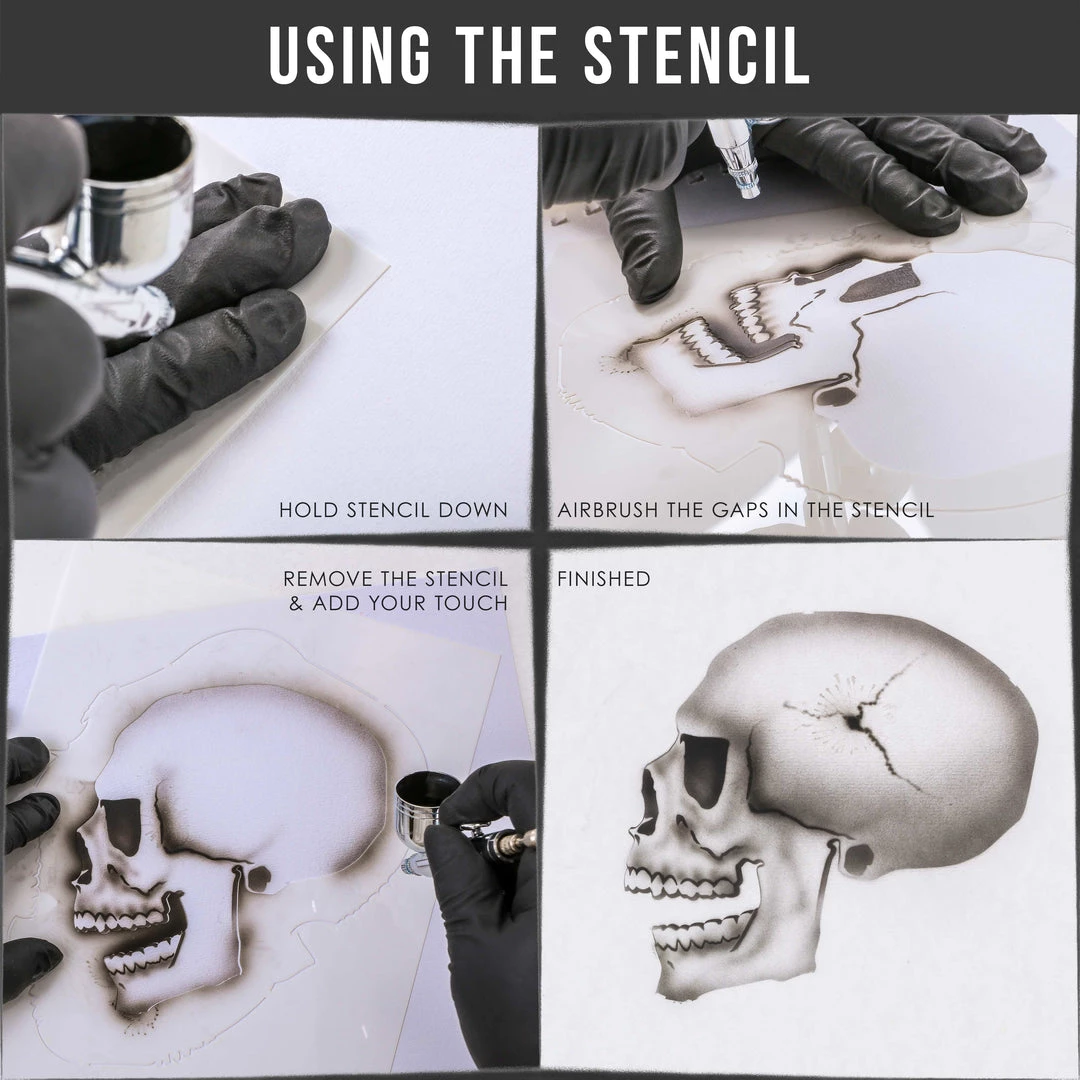 Custom Shop Airbrush Stencil Skull Design Set #6 (3 Different Scale Sizes) - 3 Laser Cut Reusable Templates 4 Custom Shop Airbrush Stencil Skull Design Set #6 (3 Different Scale Sizes) - 3 Laser Cut Reusable Templates