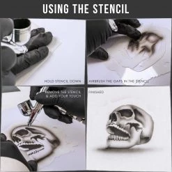 Custom Shop Airbrush Stencil Skull Design Set #7 (3 Different Scale Sizes) - 3 Laser Cut Reusable Templates