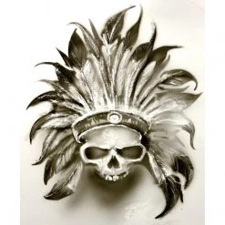 Custom Shop Airbrush Skeleton Skull Indian Chief Stencil Set (Skull Design #11 In 3 Scale Sizes) - Laser Cut Reusable Templates