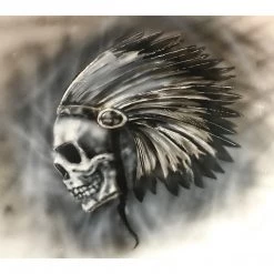Stencils Custom Shop Airbrush Skeleton Skull Indian Chief Stencil Set (Skull Design #12 In 3 Scale Sizes) - Laser Cut Reusable Templates