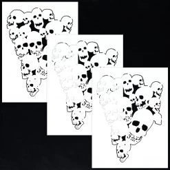 Custom Shop Airbrush Pile Of Skulls Stencil Set (3 Pack Of Same Skull Design) - Laser Cut Reusable Templates Stencils