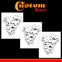 Custom Shop Airbrush Pile Of Skulls Stencil Set (3 Pack Of Same Skull Design) - Laser Cut Reusable Templates Stencils