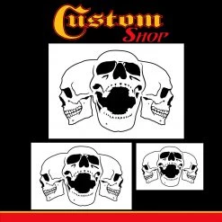 Custom Shop Airbrush Triple Skull Pile Stencil Set (Skull Design In 3 Scale Sizes) - Laser Cut Reusable Templates