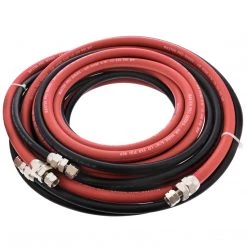 Master Pro Series 25 Foot Air And Fluid Hose Assembly Set With 3/8" NPS Air And 1/4" NPS Fluid Fittings For Spray Guns, Paint Pressure Pot Tanks, HD Pressure Pots