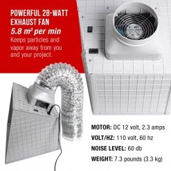 Master Airbrush Portable Hobby Airbrush Paint Spray Booth Kit With LED Lights, Turntable, Powerful Exhaust Fan With Filter & Extension Hose - Spray Painting Projects Airbrush Spray Booths