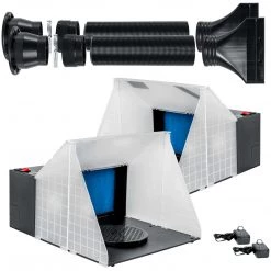 Master Airbrush Portable Hobby Dual Airbrush Spray Booth Kit With Exhaust Extension Hose (Extends Up To 5.6 Feet) And 7.5 In. Diameter Revolving Turntable Airbrush Spray Booths