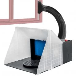 Master Airbrush Portable Hobby Airbrush Spray Booth Kit With Exhaust Extension Hose (Extends Up To 5.6 Feet) And 7.5 In. Diameter Revolving Turntable