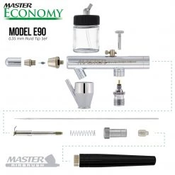 Master Airbrush Master Performance E90 Multi-Purpose Precision Dual-Action Siphon Feed Airbrush With Black Handle, 0.35 Mm Tip, 3/4 Oz Bottle Siphon Feed Airbrushes