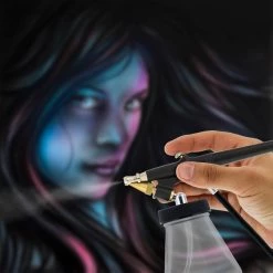 Master Airbrush Master Economy E96 Single-Action External Mix Siphon Feed Airbrush Set With 0.5mm Tip Broad Spray Pattern & 5 Ft. Air Hose