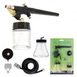 Master Airbrush Master Economy E96 Single-Action External Mix Siphon Feed Airbrush Set With 0.5mm Tip Broad Spray Pattern & 5 Ft. Air Hose