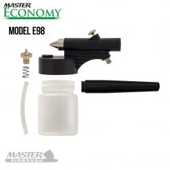 Master Airbrush Master Economy E98 Single-Action External Mix Siphon Feed Airbrush With Fine Tip, Attached 3/4 Oz Jar & 5 Ft. Air Hose
