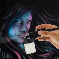 Master Airbrush Master Economy E98 Single-Action External Mix Siphon Feed Airbrush With Fine Tip, Attached 3/4 Oz Jar & 5 Ft. Air Hose