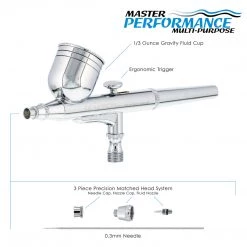 Master Airbrush G22 Multi-Purpose Dual-Action Gravity Feed Airbrush Set With A 0.3mm Tip And 1/3 Oz. Fluid Cup - User Friendly Gravity Feed Airbrushes