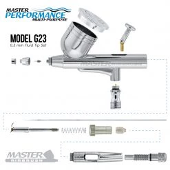 Master Airbrush Gravity Feed Airbrushes Master Performance G23 Multi-Purpose Dual-Action Gravity Feed Airbrush, 0.3 Mm Tip, 1/3 Oz Cup, Cutaway Handle