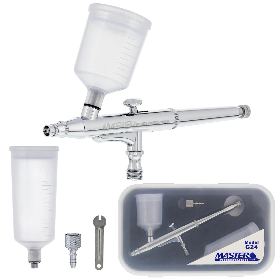 Master Airbrush Master Performance G24 Multi-Purpose Precision Dual-Action Gravity Feed Airbrush, 0.3 Mm Tip, 3/4 & 1.5 Oz Cups Gravity Feed Airbrushes 3 Master Airbrush Master Performance G24 Multi-Purpose Precision Dual-Action Gravity Feed Airbrush, 0.3 Mm Tip, 3/4 & 1.5 Oz Cups Gravity Feed Airbrushes