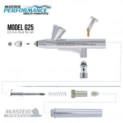Master Airbrush Gravity Feed Airbrushes Master Performance G25 Multi-Purpose Precision Dual-Action Gravity Feed Airbrush, 0.2 Mm Tip, 1/16 Oz Cup