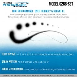 Master Airbrush Master Performance G266 Pro Set Dual-Action Gravity Feed Airbrush Set With 3 Nozzle Sets (0.2, 0.3 & 0.5 Mm) 1/16 Oz Cup & Cutaway Handle Gravity Feed Airbrushes