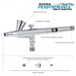 Master Airbrush Master Performance G26 Multi-Purpose Precision Dual-Action Gravity Feed Airbrush, 0.2 Mm Tip, 1/16 Oz Cup & Cutaway Handle Gravity Feed Airbrushes