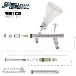 Master Airbrush Gravity Feed Airbrushes Master Hi-Flow G30 All-Purpose Precision Dual-Action Gravity Feed Airbrush With 0.5 Mm Tip & 4 Chamber Cup