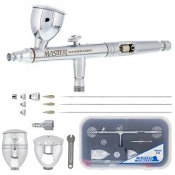 Master Airbrush Gravity Feed Airbrushes Master Hi-Flow G33 All-Purpose Precision Dual-Action Gravity Feed Airbrush Set With 3 Cup Sizes And 3 Nozzle Sets (0.3, 0.5 & 0.8 Mm)