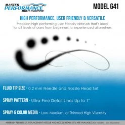 Master Airbrush Master Performance G41 Multi-Purpose Precision Dual-Action Gravity Feed Airbrush, 0.2 Mm Tip, 1/32 Oz Cup, Air Control Gravity Feed Airbrushes