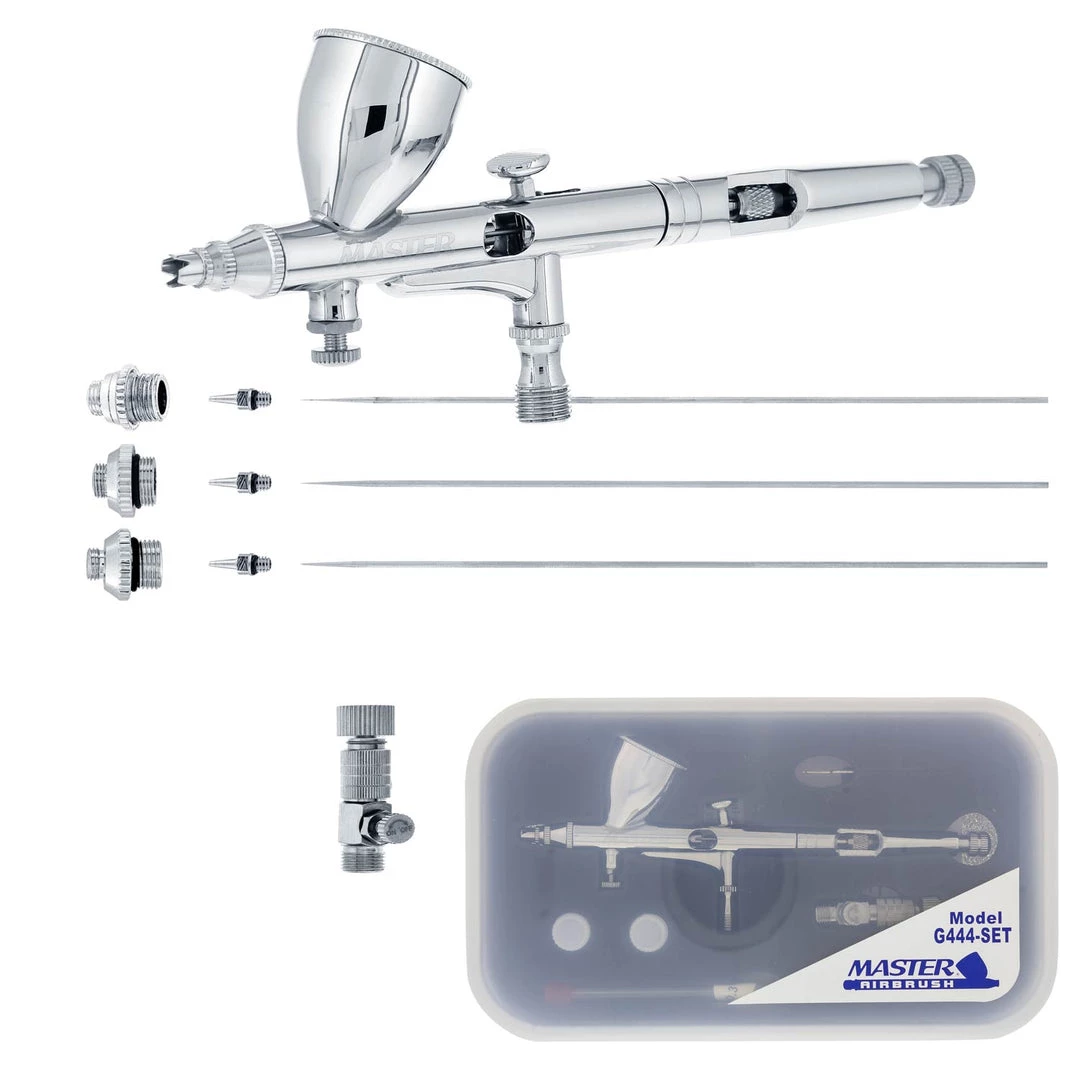 Master Airbrush Gravity Feed Airbrushes High Precision G444 Pro Set Dual-Action Gravity Feed Airbrush Set With 3 Tips (0.2, 0.3 & 0.5 Mm), 1/3 Oz Funnel Cup, Air Control 3 Master Airbrush Gravity Feed Airbrushes High Precision G444 Pro Set Dual-Action Gravity Feed Airbrush Set With 3 Tips (0.2, 0.3 & 0.5 Mm), 1/3 Oz Funnel Cup, Air Control