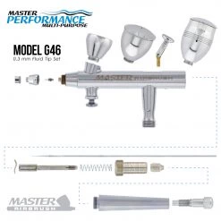 Gravity Feed Airbrushes Master Airbrush Model G46 Multi-Purpose Dual-Action Airbrush, 0.3 Mm Tip, 3 Sizes Of Gravity Feed Fluid Cups, Micro Airflow Valve