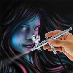 Gravity Feed Airbrushes Master Airbrush Model G46 Multi-Purpose Dual-Action Airbrush, 0.3 Mm Tip, 3 Sizes Of Gravity Feed Fluid Cups, Micro Airflow Valve