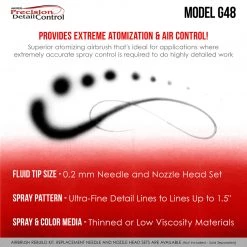 Master Airbrush Master High Precision G48 Dual-Action Gravity Feed Airbrush, 0.2 Mm Tip, Small 1/16 Oz Cup, Air Control Gravity Feed Airbrushes