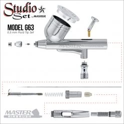Master Airbrush 6 Master Performance G23 Dual-Action Gravity Feed Airbrushes With 0.3 Mm Tips, 1/3 Oz. Cups, Cutaway Handles & Storage Case