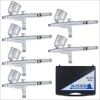 Master Airbrush 6 Master Performance G23 Dual-Action Gravity Feed Airbrushes With 0.3 Mm Tips, 1/3 Oz. Cups, Cutaway Handles & Storage Case