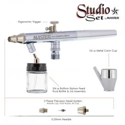 Master Airbrush Master G64 Studio Airbrush Set With 6 Different Airbrush Models (2 Gravity Feed, 3 Siphon Feed, 1 Side Feed) 13 Master Airbrush Master G64 Studio Airbrush Set With 6 Different Airbrush Models (2 Gravity Feed, 3 Siphon Feed, 1 Side Feed)