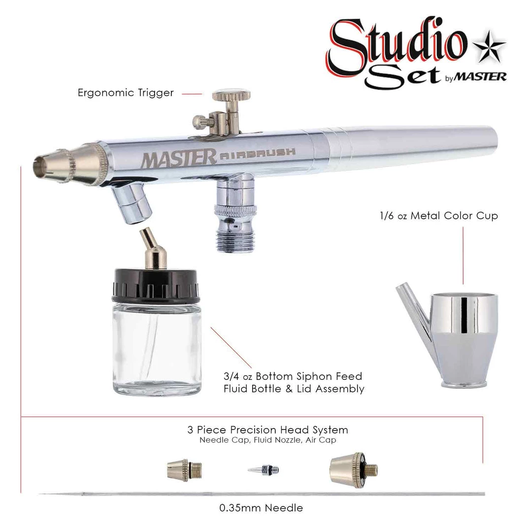 Master Airbrush Master G64 Studio Airbrush Set With 6 Different Airbrush Models (2 Gravity Feed, 3 Siphon Feed, 1 Side Feed) 5 Master Airbrush Master G64 Studio Airbrush Set With 6 Different Airbrush Models (2 Gravity Feed, 3 Siphon Feed, 1 Side Feed)