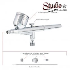 Master Airbrush Master G64 Studio Airbrush Set With 6 Different Airbrush Models (2 Gravity Feed, 3 Siphon Feed, 1 Side Feed) 14 Master Airbrush Master G64 Studio Airbrush Set With 6 Different Airbrush Models (2 Gravity Feed, 3 Siphon Feed, 1 Side Feed)