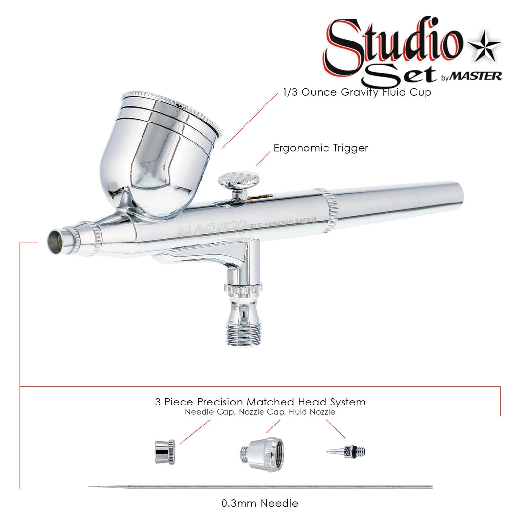 Master Airbrush Master G64 Studio Airbrush Set With 6 Different Airbrush Models (2 Gravity Feed, 3 Siphon Feed, 1 Side Feed) 6 Master Airbrush Master G64 Studio Airbrush Set With 6 Different Airbrush Models (2 Gravity Feed, 3 Siphon Feed, 1 Side Feed)