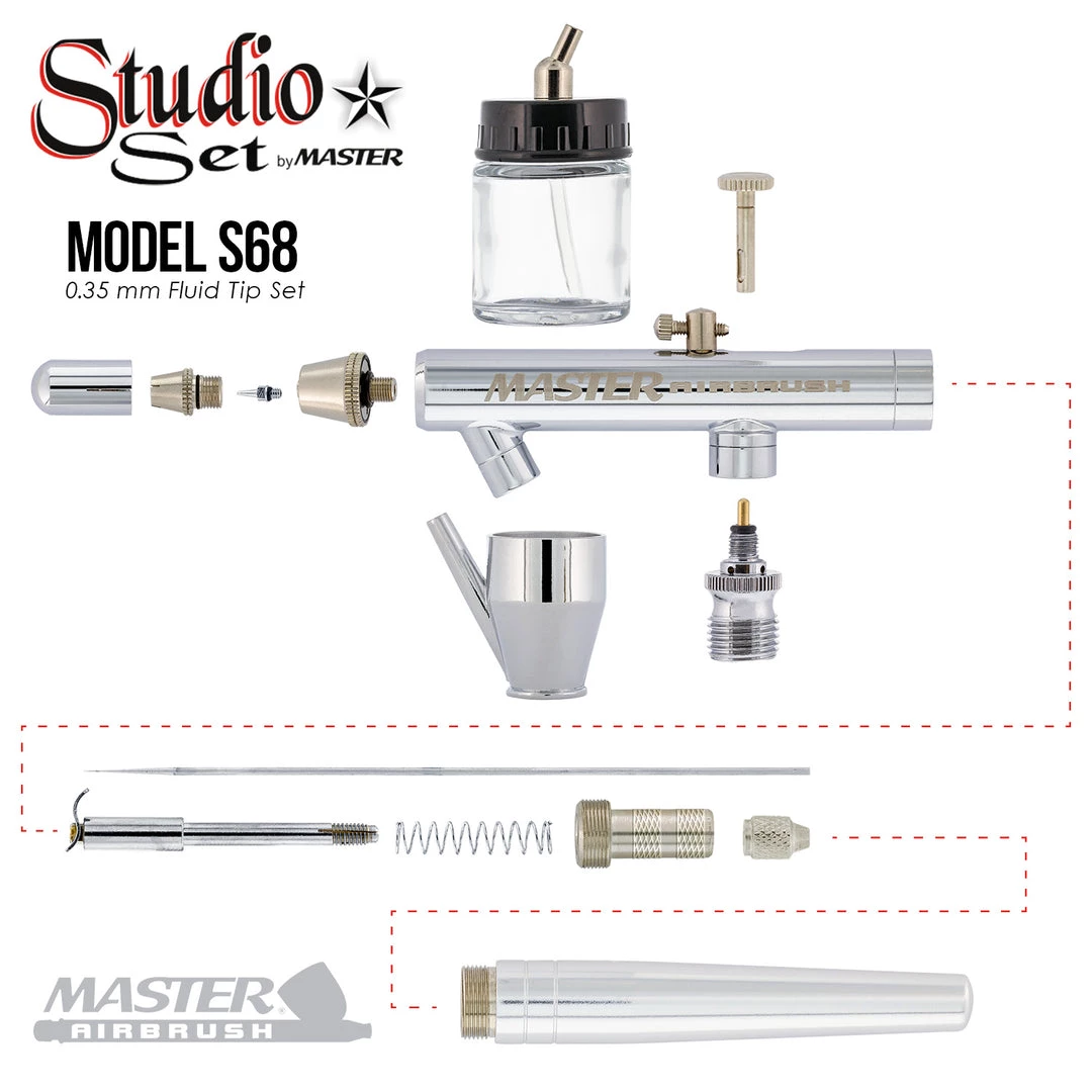 Master Airbrush Master G64 Studio Airbrush Set With 6 Different Airbrush Models (2 Gravity Feed, 3 Siphon Feed, 1 Side Feed) 8 Master Airbrush Master G64 Studio Airbrush Set With 6 Different Airbrush Models (2 Gravity Feed, 3 Siphon Feed, 1 Side Feed)