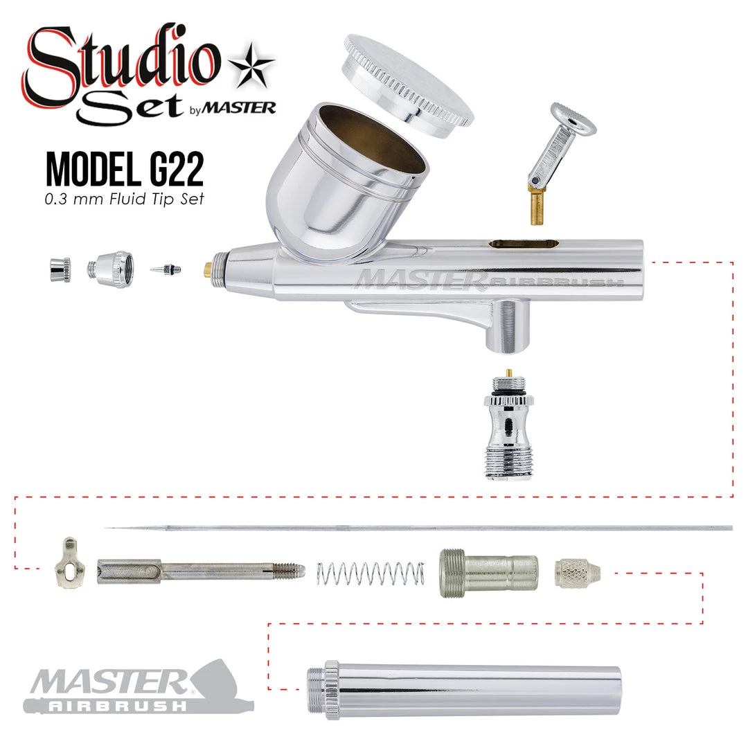 Master Airbrush Master G64 Studio Airbrush Set With 6 Different Airbrush Models (2 Gravity Feed, 3 Siphon Feed, 1 Side Feed) 9 Master Airbrush Master G64 Studio Airbrush Set With 6 Different Airbrush Models (2 Gravity Feed, 3 Siphon Feed, 1 Side Feed)