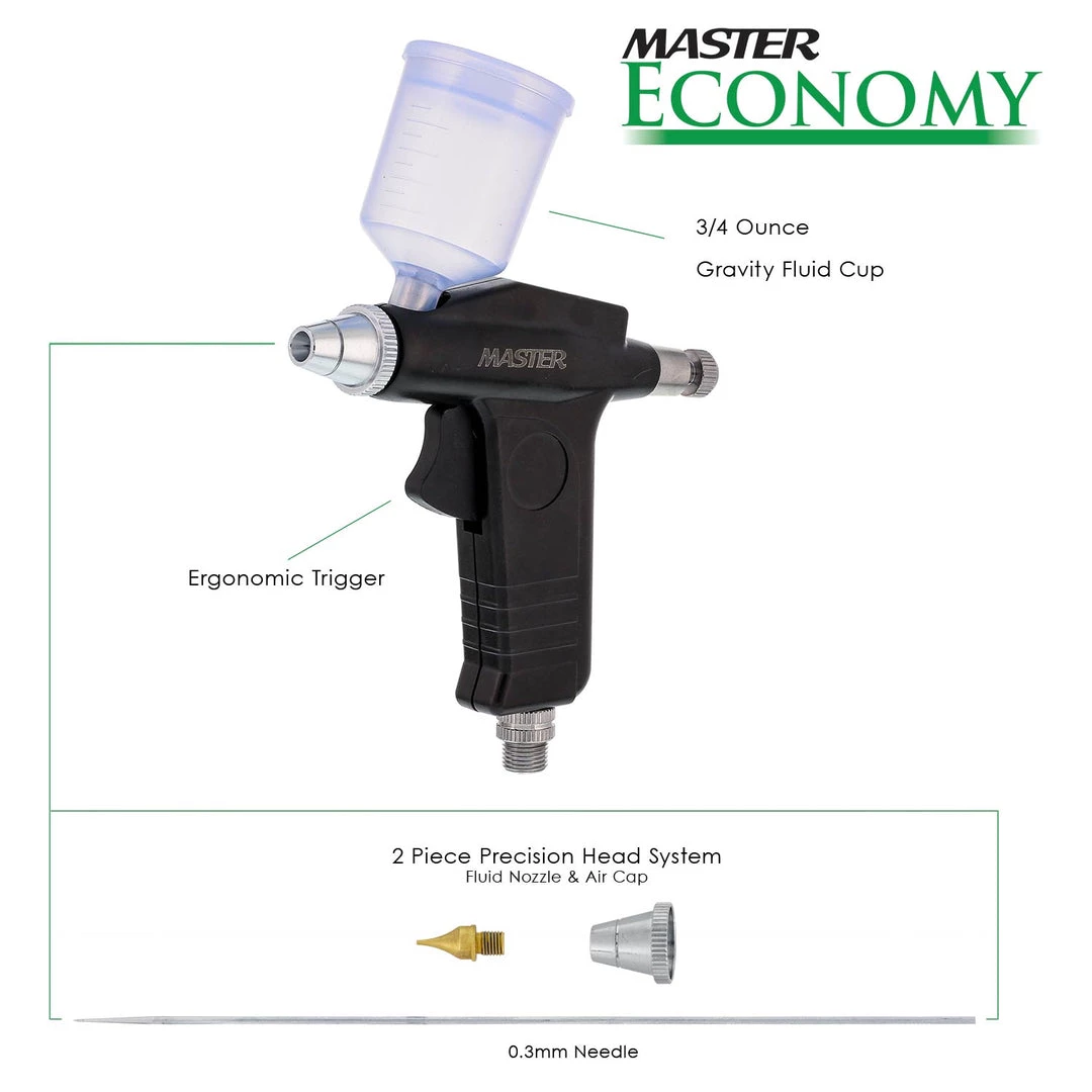 Master Airbrush Master Economy G70 Universal Precision Trigger Style Gravity Feed Airbrush Set With 0.3mm Tip And 1/8 In. Air Inlet Gravity Feed Airbrushes 4 Master Airbrush Master Economy G70 Universal Precision Trigger Style Gravity Feed Airbrush Set With 0.3mm Tip And 1/8 In. Air Inlet Gravity Feed Airbrushes