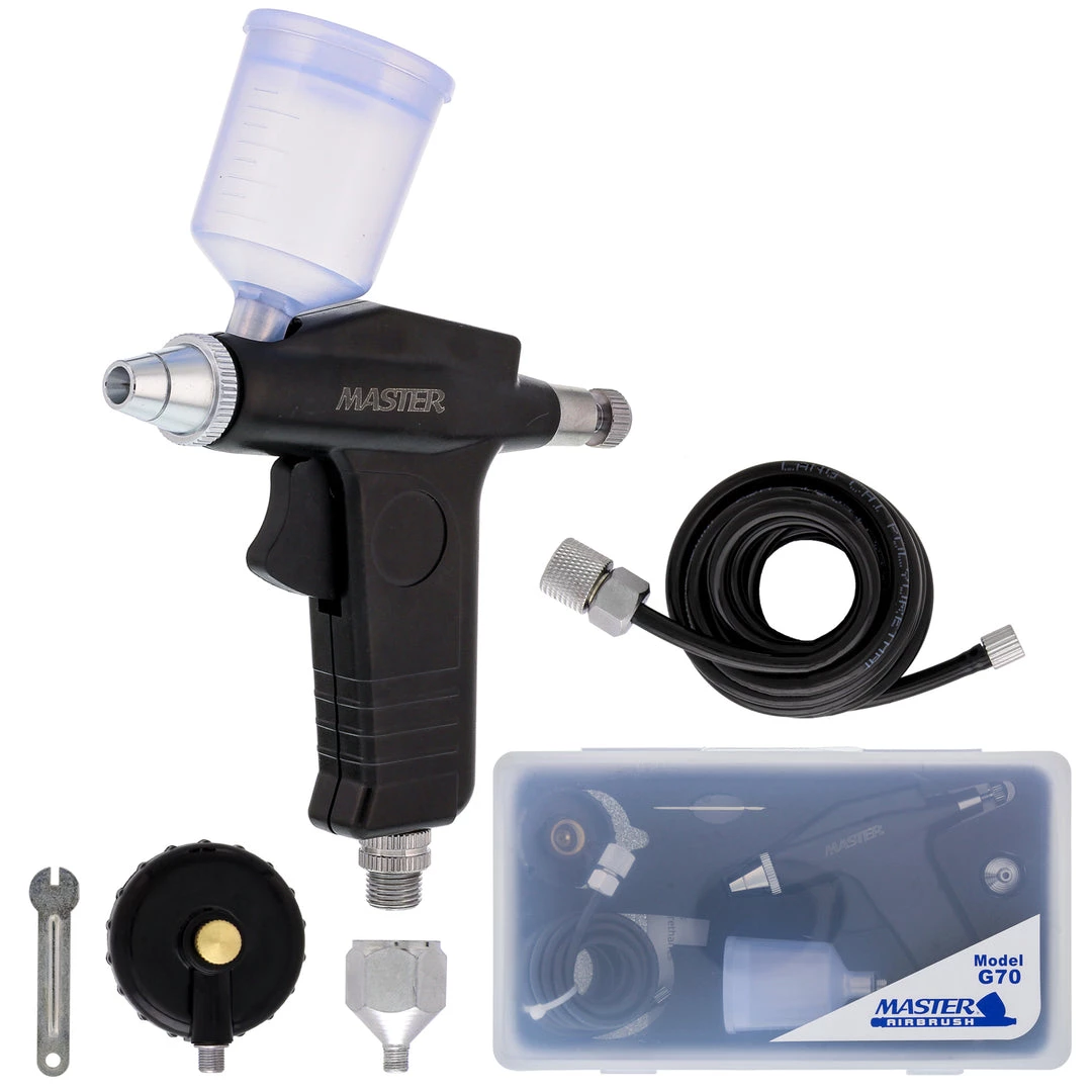 Master Airbrush Master Economy G70 Universal Precision Trigger Style Gravity Feed Airbrush Set With 0.3mm Tip And 1/8 In. Air Inlet Gravity Feed Airbrushes 3 Master Airbrush Master Economy G70 Universal Precision Trigger Style Gravity Feed Airbrush Set With 0.3mm Tip And 1/8 In. Air Inlet Gravity Feed Airbrushes