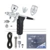 Master Airbrush Gravity Feed Airbrushes G77 Pistol Trigger Fixed Dual-Action Gravity Feed Airbrush, 2 Nozzle Sets (0.3 & 0.5mm), Spray Gun Fan Head, Round Pattern Head, 3 Cup Sizes, 6' Hose