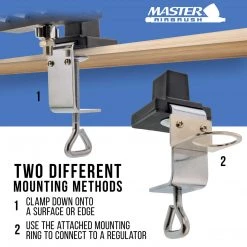 Master Airbrush Airbrush Holder Station With 4-Way Air Splitter Manifold, Holds Up To 4 Airbrushes - Clamp On Work Table, Benchtop, Mount Onto Compressor
